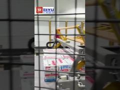 Gantry palletizer used at a customer site for a cardboard box electrolyte water