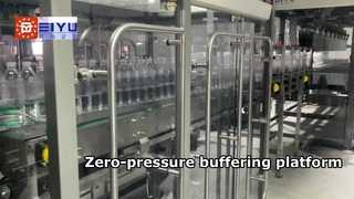 The zero-pressure buffering platform for PET bottled beverage line