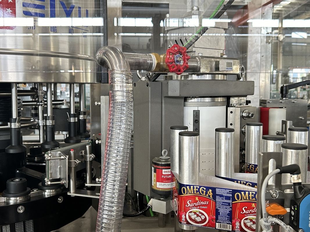 OEM High Speed Hot Melt Adhesive Labeling Machine For Canned Seasoning Production Line Exported To Venezuela
