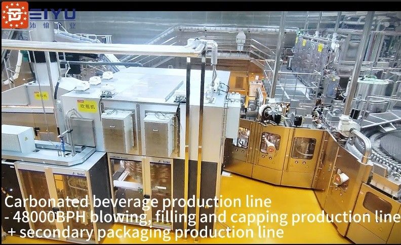 Carbonated Beverage Production Line 48000BPH Blowing Filling And Capping Production Line + Secondary Packaging Production Line