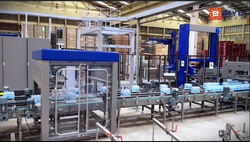 High Speed Fully Automatic Dual Channel Gantry Palletizer + Paper Separator For Thai Customers In Bottled Water Production Line
