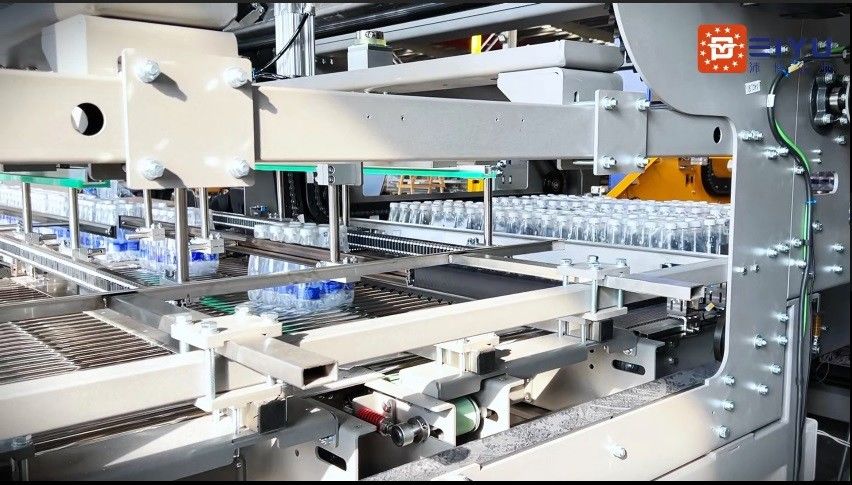 Peiyu Workshop Test Machine Customized High Speed Fully Automatic Dual Channel Gantry Palletizer + Paper Partition For Russian Customers