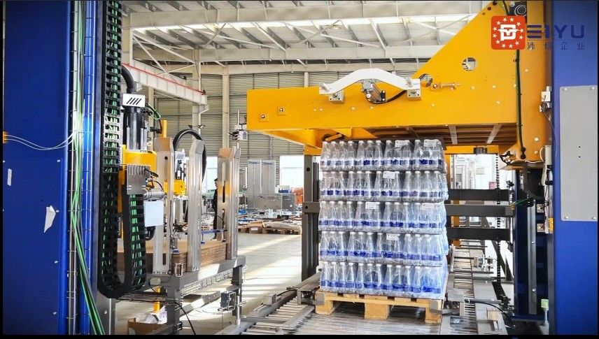 Peiyu Workshop Test Machine Customized High Speed Fully Automatic Dual Channel Gantry Palletizer + Paper Partition For Russian Customers