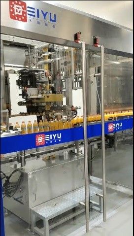 High-speed Fully Automatic Shrink Sleeve Label Labeling Machine For Orange Juice Beverage Production Line Customer Site