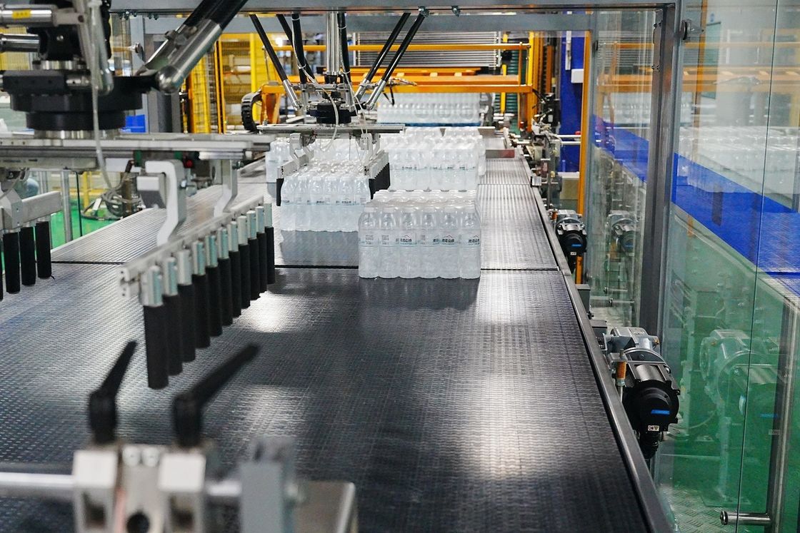 Marshalling Station And Single Column Palletizer For 48000BPH Bottled Water Production Line