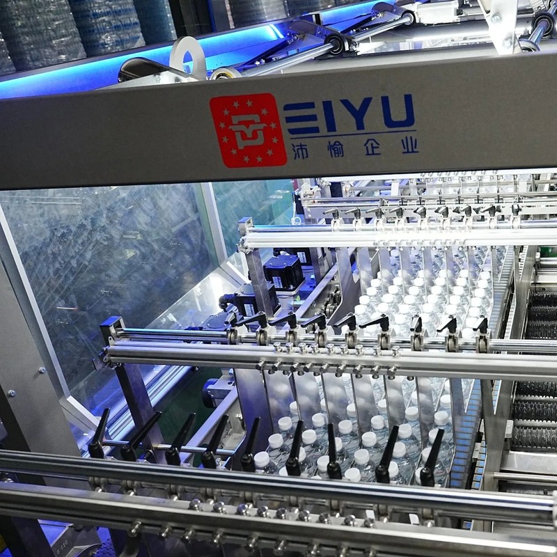 3000 Bph Full Automatic Barrel Water End of Line Secondary Packing Machine with Hot Melt Adhesive Labeling for 100-2000ml Bottles