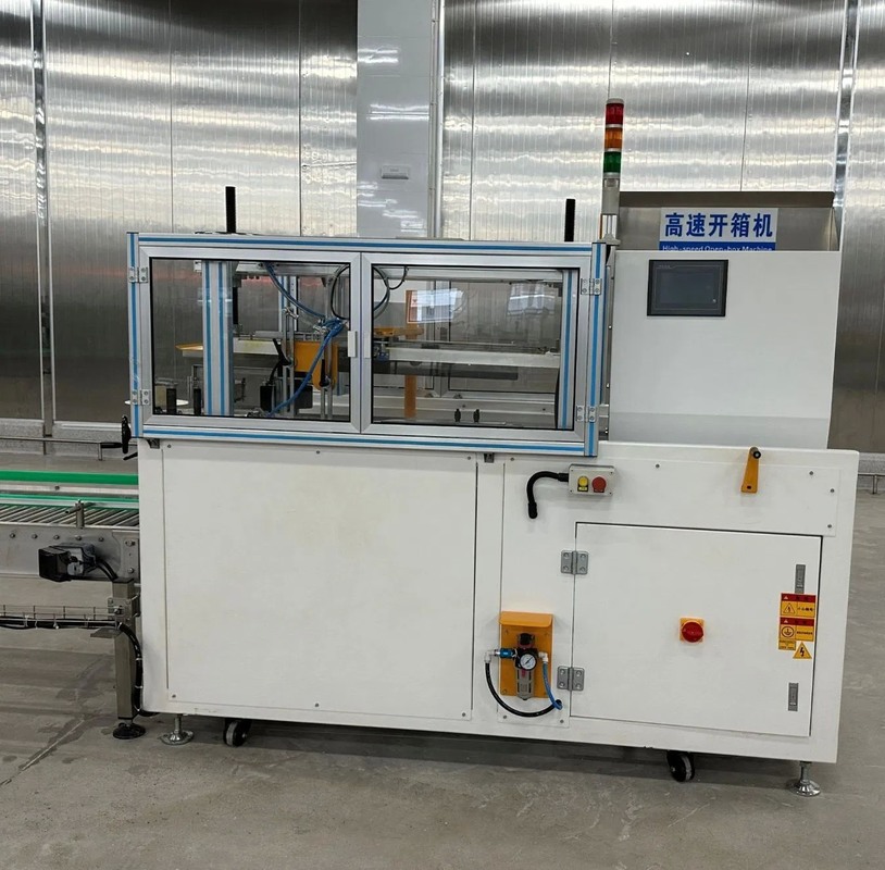 Automatic Case Opener Machine with 5-90 Cases/Min Capacity and Stainless Steel Construction for Stable Performance