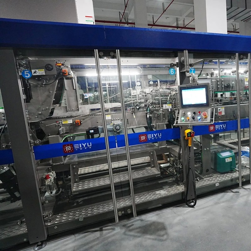 Automatic Drop Type Wrap Around Case Packer with PLC and HMI Control and Bottle Shortage Alarm