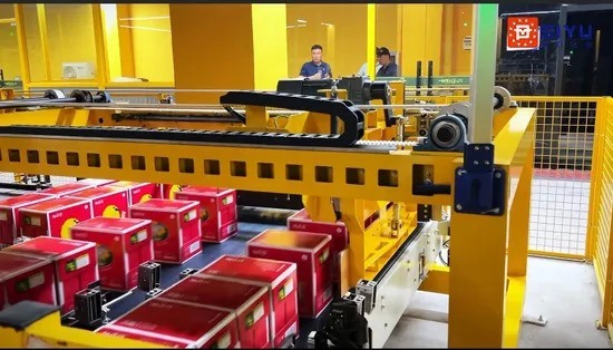 Customized Double-Lane Case Palletizer with Paper Separators for Bottled Water Line