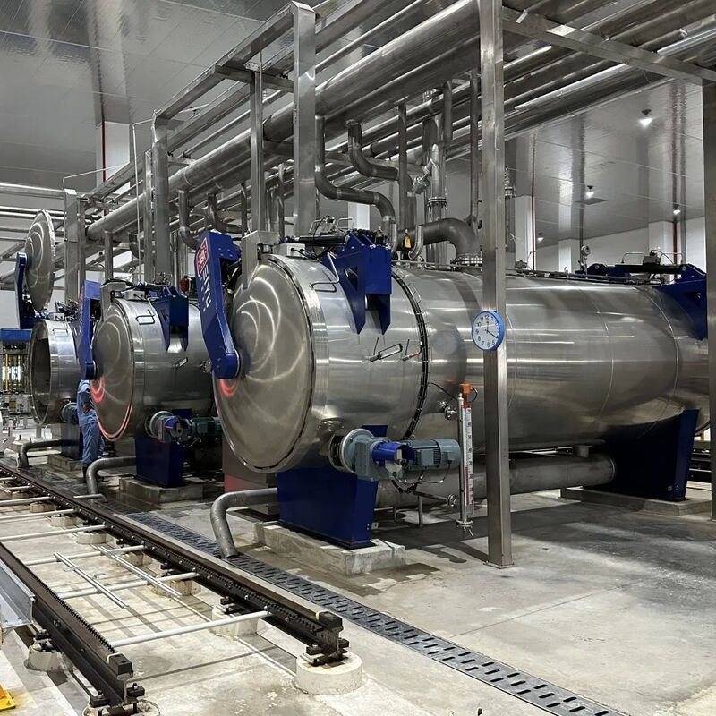 ক্যানড মাংস প্রক্রিয়াকরণ লাইন ক্যান ভর্তি এবং সিলিং নির্বীজন এবং প্যাকিং সিস্টেম