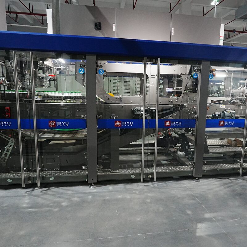 High-speed fully automatic narrow-edge wrap around case packer with 80 packs per minute capacity