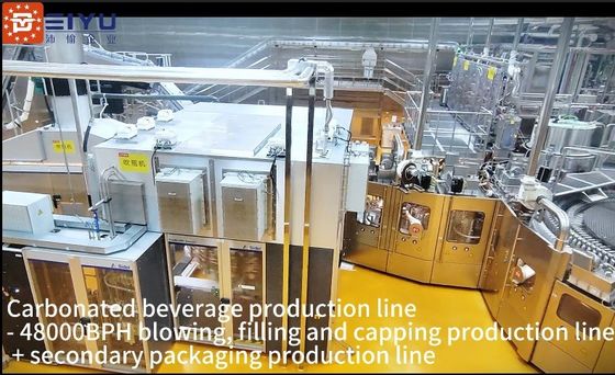 Carbonated Beverage Production Line 48000BPH Blowing Filling And Capping Production Line + Secondary Packaging Production Line